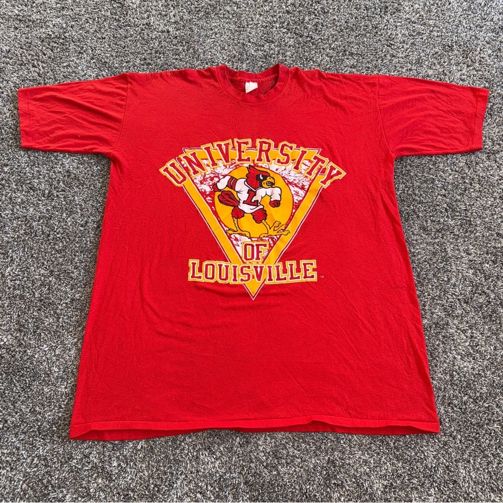 VTG  1980s University of Louisville Cardinals T-Shirt Made in USA 2XL 3XL S/S